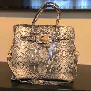 Large Michael Kors python print satchel